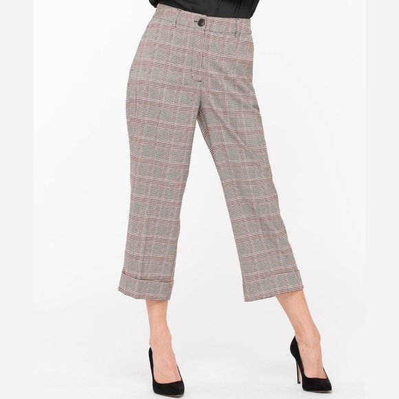 Plaid Crop Cuffed Wide Leg Dress Pant - Size 16 - Picture 2 of 13